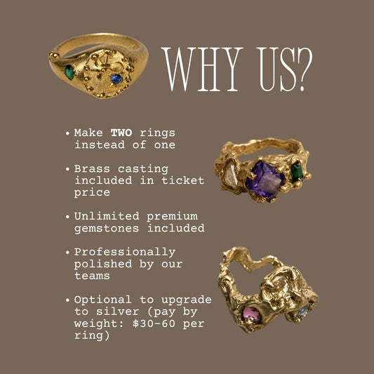 Organic Lost Wax Ring Making Class with Gems Workshop