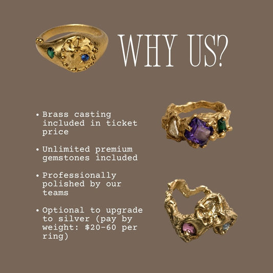 Organic Lost Wax Ring Making Class with Gems Workshop
