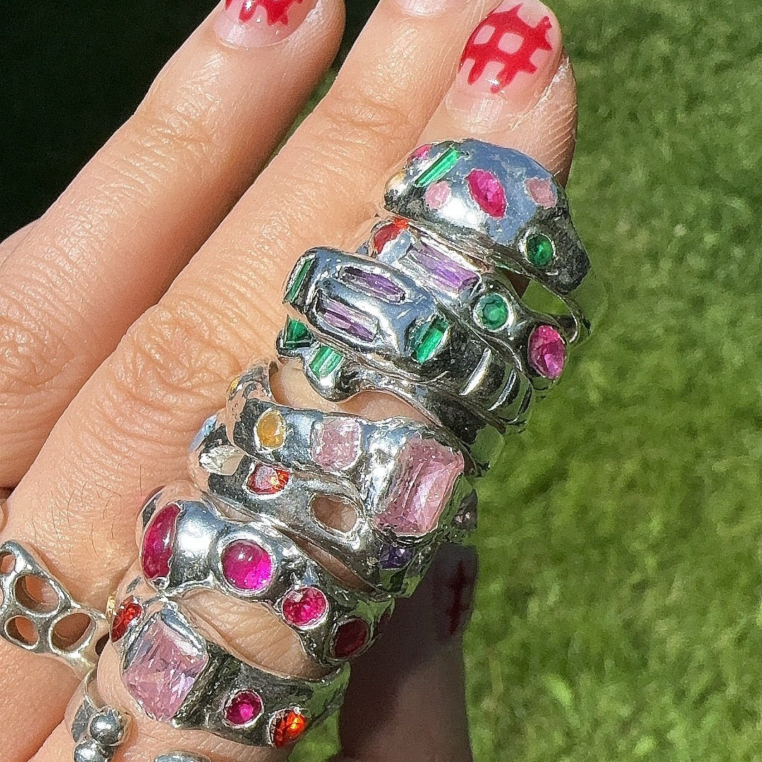 Organic Silver Ring Making Class with Stones Workshop