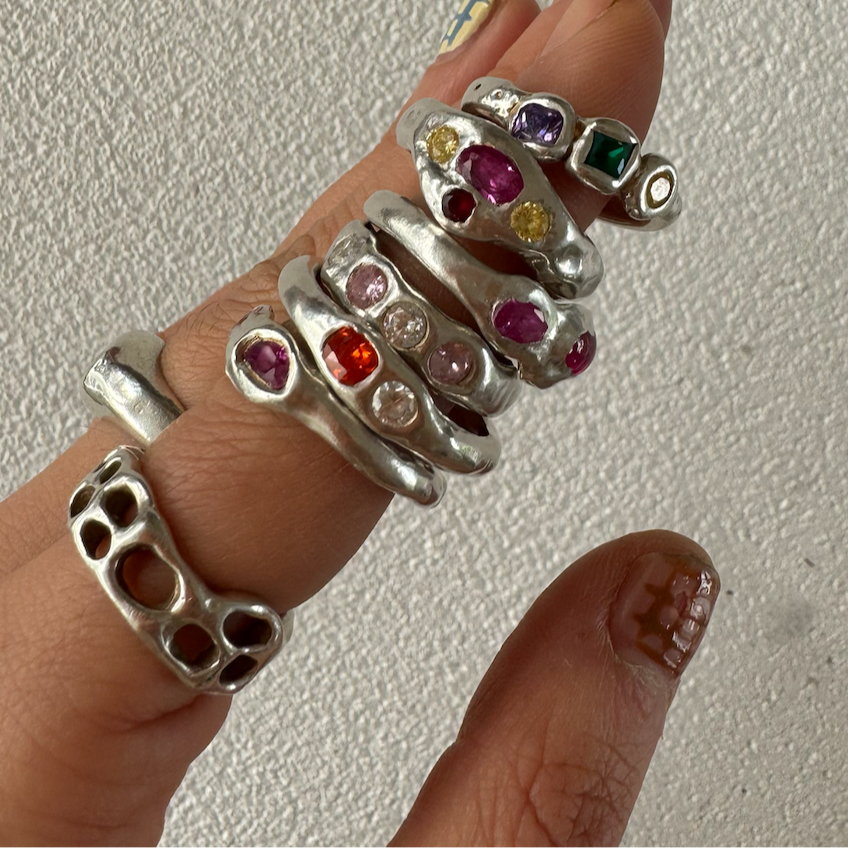 Organic Silver Ring Making Class with Stones Workshop