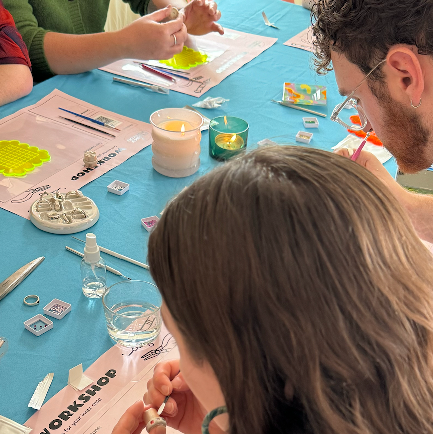 Organic Silver Ring Making Class with Stones Workshop