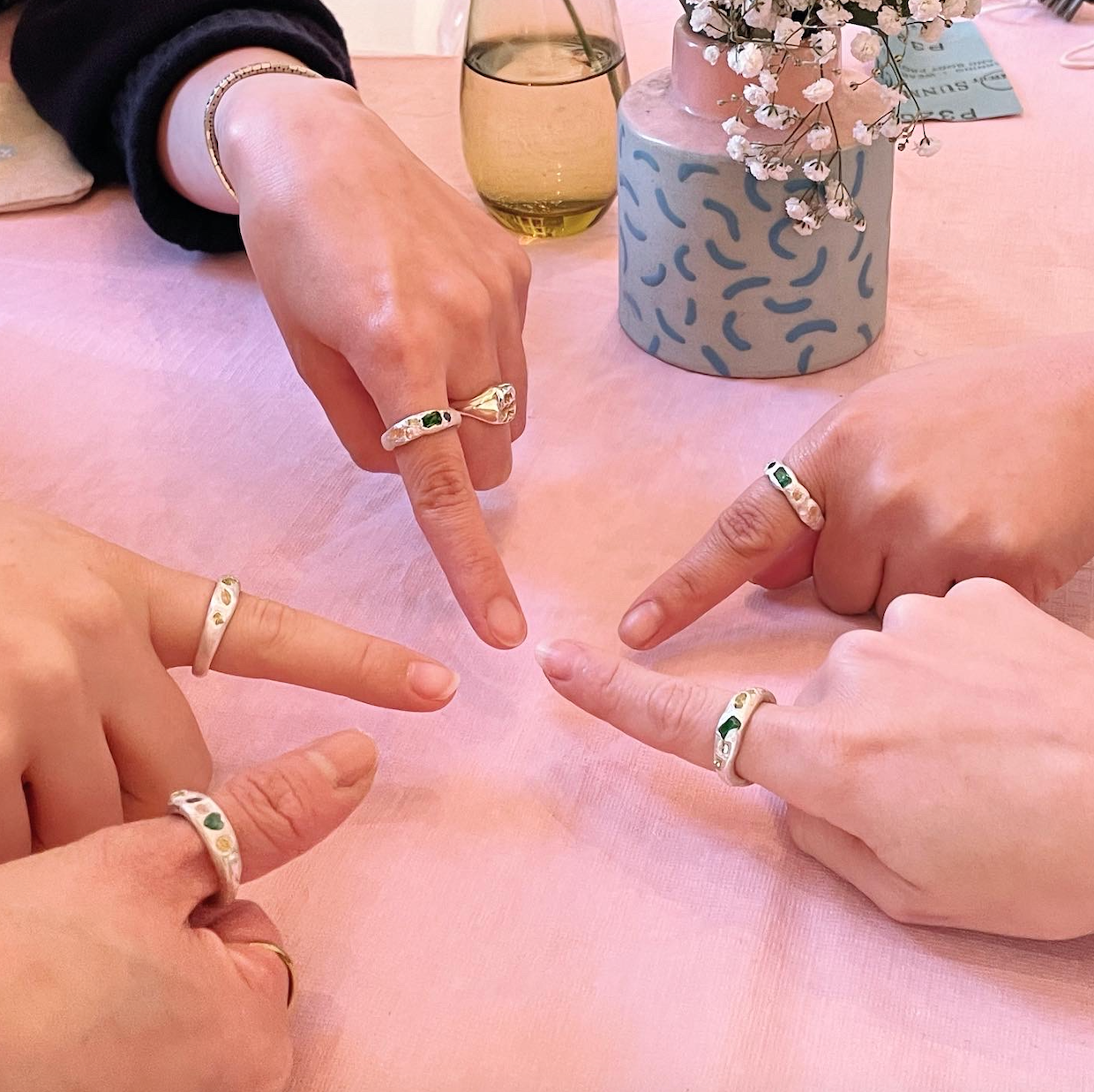 Organic Silver Ring Making Class with Stones Workshop