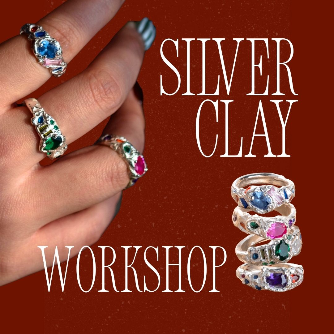 Organic Silver Clay Ring Making Class with Stones Workshop