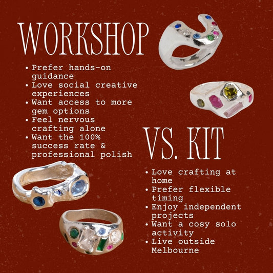 Organic Silver Clay Ring Making Class with Stones Workshop
