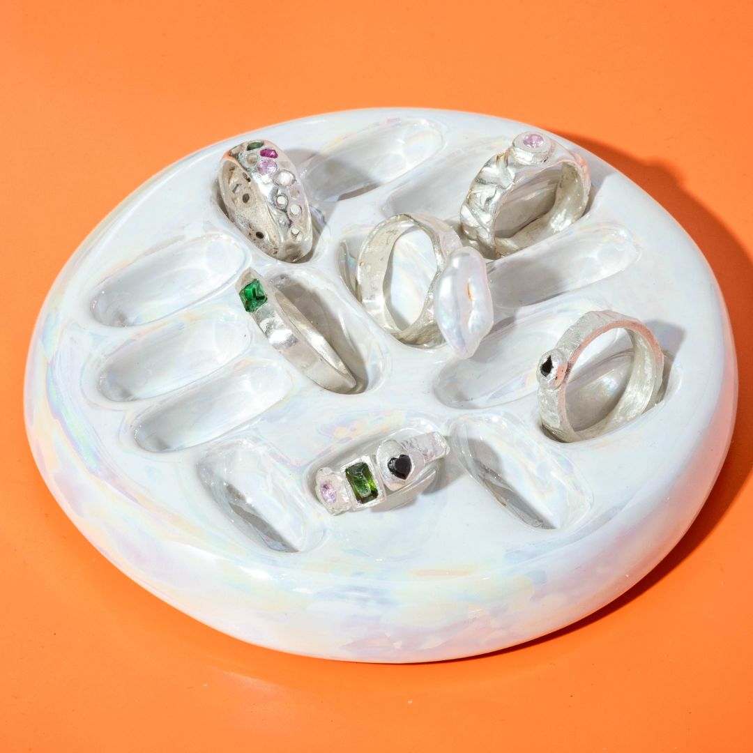 Dazzling DIY Silver Ring Metal Clay Kit Precious Metal Clay Art & Crafty  Materials Organic Shape Ring With Stones 