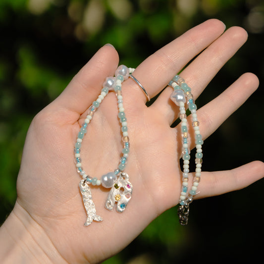 Dazzling Beaded Necklace with Real Silver Charms Workshop
