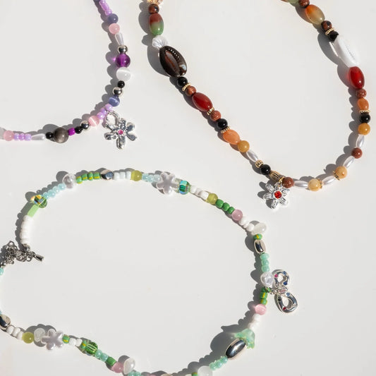 BEADS NECKLACE KIT + SILVER CLAY PENDANTS BUNDLE
