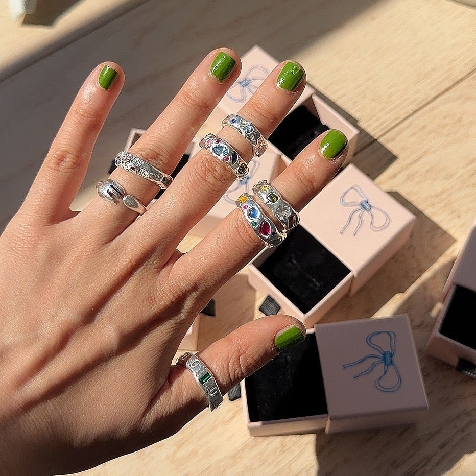 Organic Silver Ring Making Class with Stones Workshop