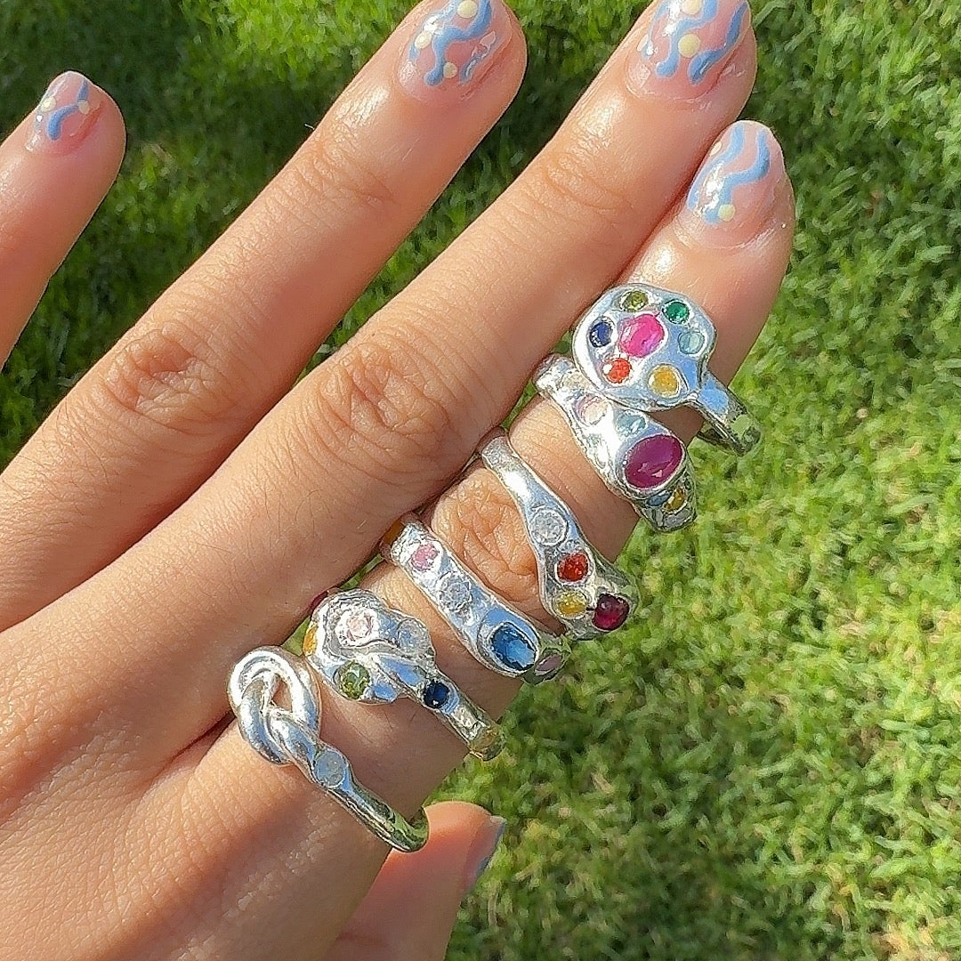 Organic Silver Ring Making Class with Stones Workshop