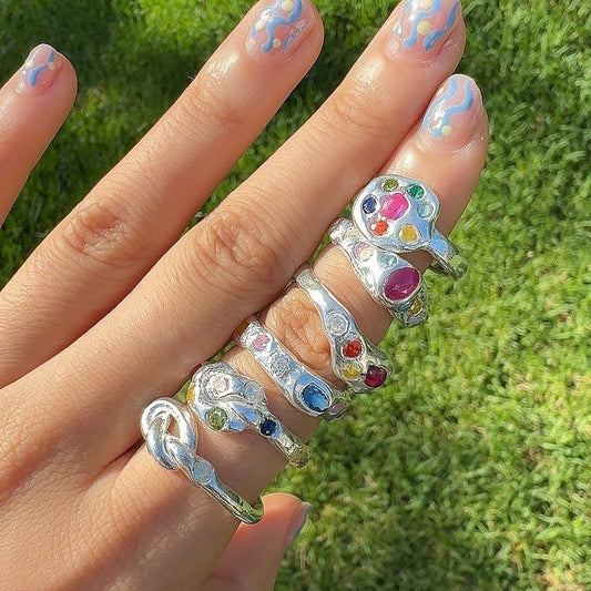 Organic Silver Ring Making Class with Stones Workshop