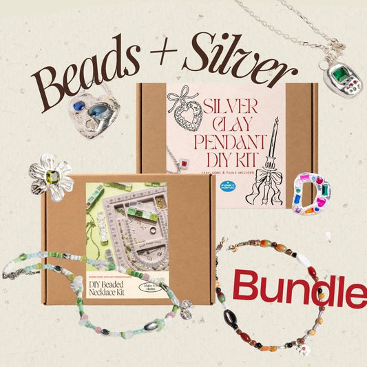 BEADS NECKLACE KIT + SILVER CLAY PENDANTS BUNDLE