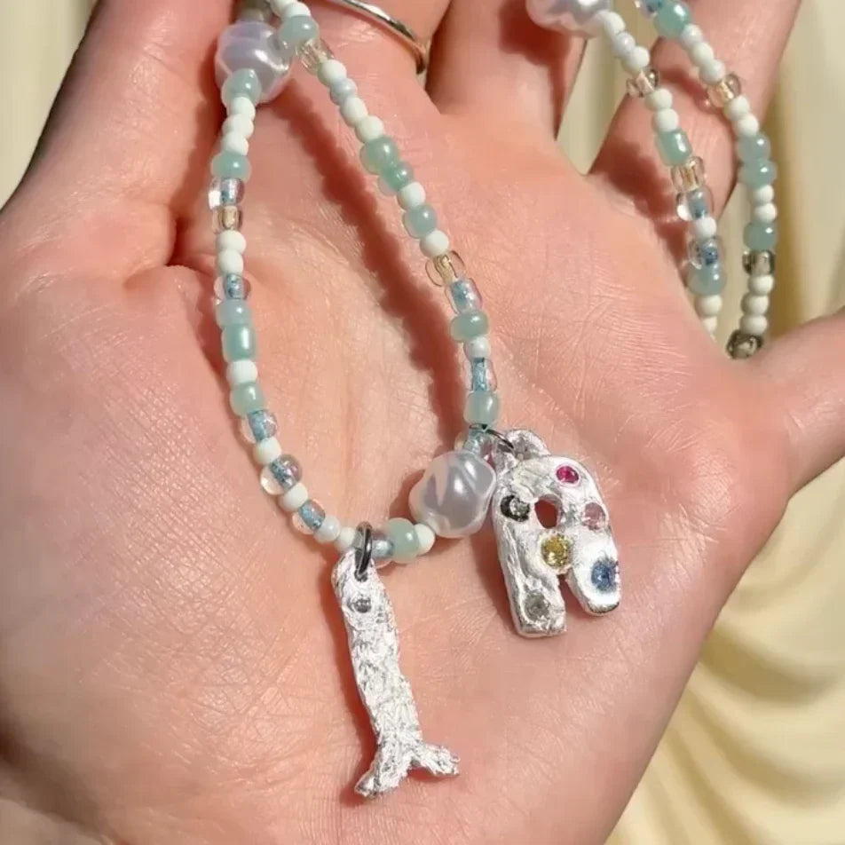 BEADS NECKLACE KIT + SILVER CLAY PENDANTS BUNDLE