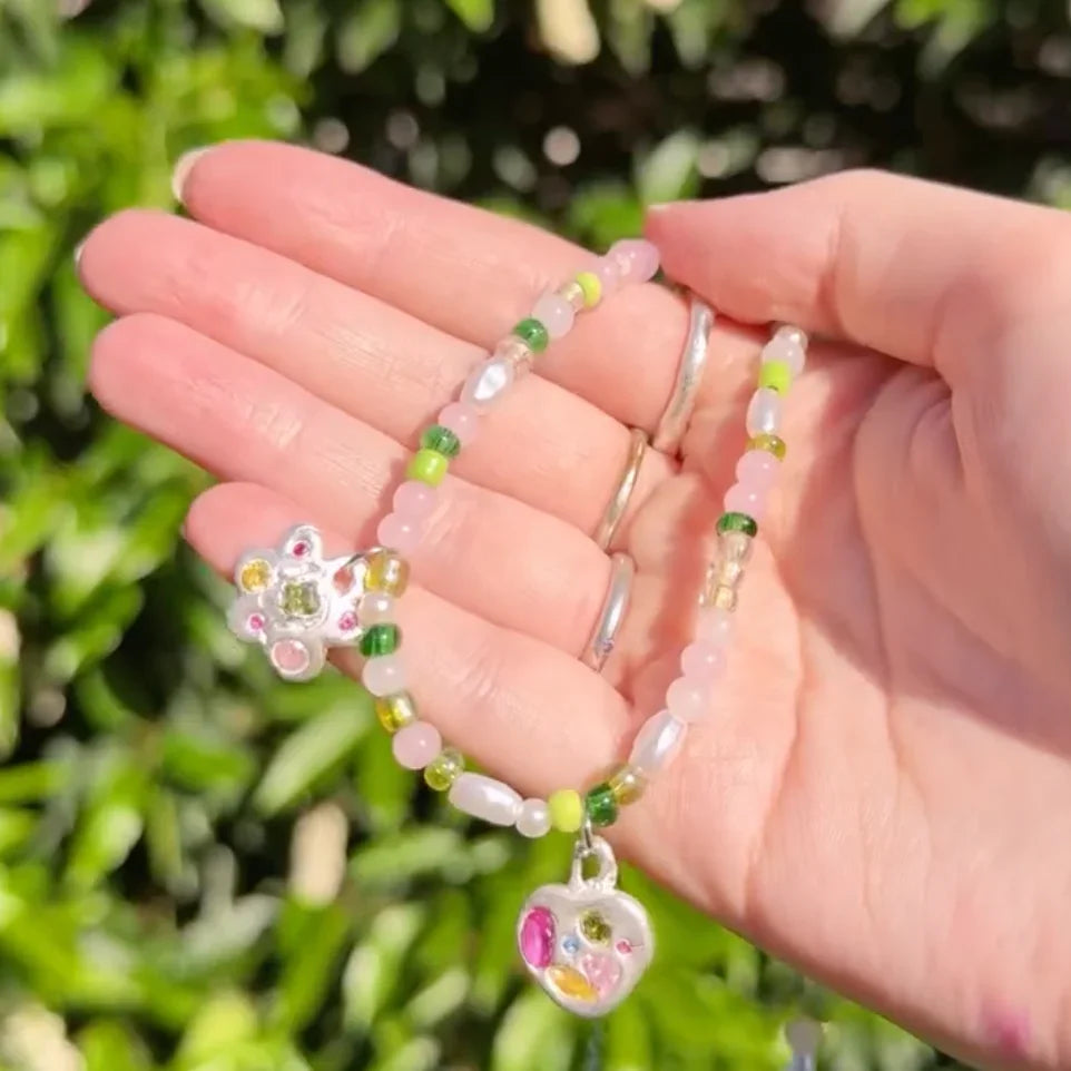 BEADS NECKLACE KIT + SILVER CLAY PENDANTS BUNDLE