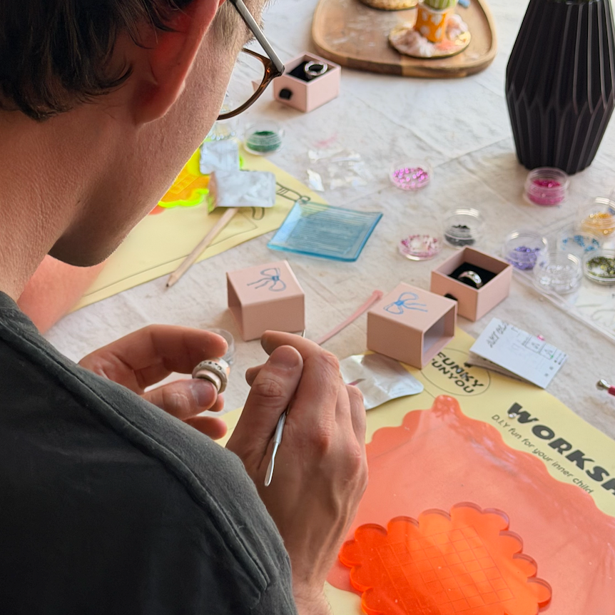 Organic Silver Ring Making Class with Stones Workshop